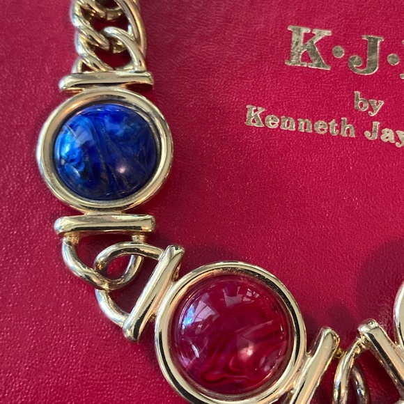 Kenneth Jay Lane Goldtone Multi-Colored Stone Necklace - Picture 3 of 5